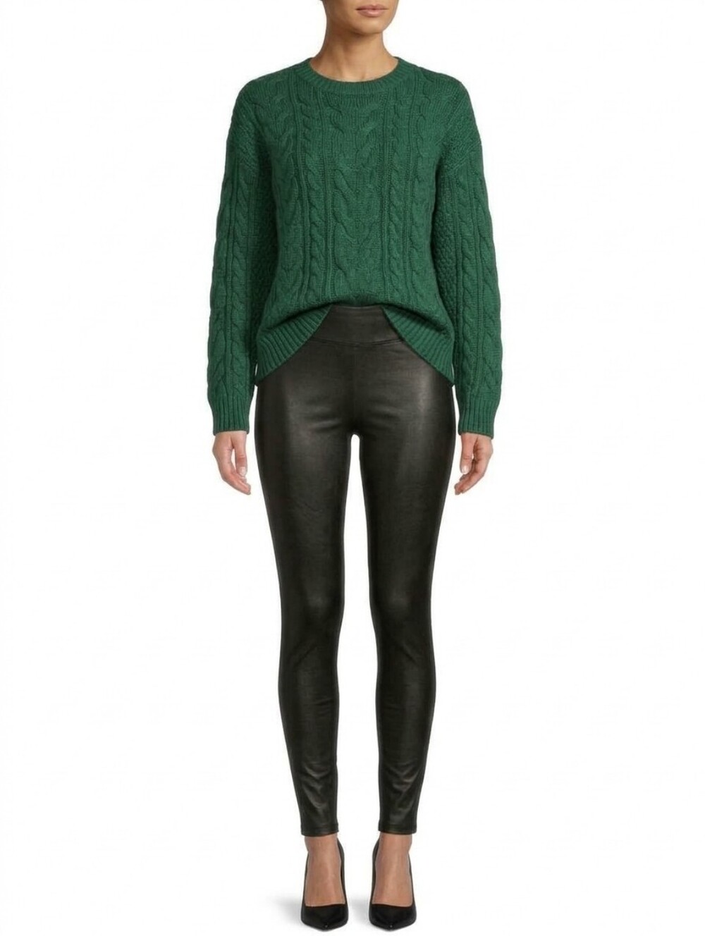 NWT faux leather black leggings size large